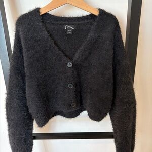 Art Class Black Fuzzy Cardigan